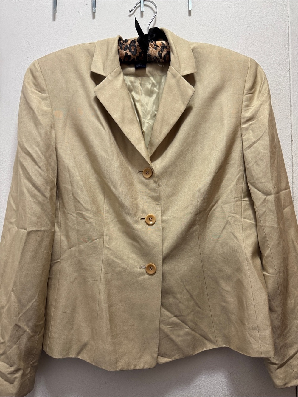 Ann Taylor 100% Silk Size 10 Beige Blazer Jacket Formal 90s Vintage